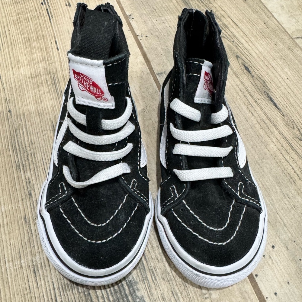 Vans Kids Black and White High-Top Sneakers